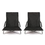 Nalu Low Folding Beach Chair Lightweight Portable Folding Outdoor Seat for Gardens and Festivals - Black (2-pack)