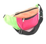 Bumbag Waist Fanny Pack Running Belt, Men Women Unisex Bum Bag Adjustable Belt for Outdoors Workout Hiking Gifts for Men Women Festivals Holiday Wear (Multi Neon Canvas)