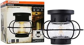 SYLVANIA 75515 Essex Cage Light Vintage Fixture, LED, Semi-Flush Mount, Dimmable Bulb Included, Antique Black