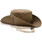 Favuit Sun Hats Safari Hat UV Protection Wide Brim Summer Hat Cotton Foldable Fishing Hiking Cap Breathable Cowboy Style Boonie Hat for Men Women Outdoor (Khaki)