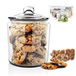 Myiosus Large Glass Jar with Lid, Glass Cookie Jar Biscuit Jar 3900ml | Airtight Kitchen Storage Jars Canisters for Pasta, Cereal, Flour, Sugar, Oats, Nuts, Send 15pcs Food Storage Bags