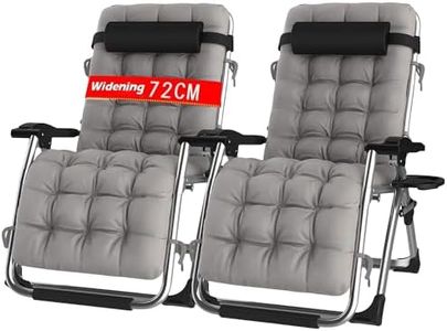PETHOMEL Tumbonas Plegables con Cojin，Silla Gravedad Cero Tumbona Interior Oficina Piscina Exterior Reclinable Salon de Playa Jardin Camping Terraza con Reposapies (Pesimista 2 Sillas)