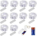 ZNYCYE 10 Pack 10ft 30 Micro Starry LED String Lights,8 Modes Twinkle Lights with Timer Waterproof Fairy Lights Battery Operated for DIY Mason Jar Light Wedding Party Christmas Decorations(Cool White)