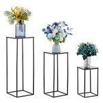 Inweder Black Plant Stand Set of 3 Metal Plant Stand, Tall Flower Stand, Cylinder Pedestal Stands for Parties, Wedding Centerpieces for Tables, Corner Planter Pot Rack for Living Room, Home Decor