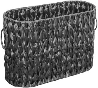 Coeusy Toilet Paper Storage Basket,Large Free Standing Toilet Paper Organizer,Extra Toilet Paper Holder for up to 9 Mega Rolls,Waterproof Wicker Basket for Bathroom,Under Sink,or Cabinet,Black