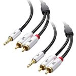 Cable Matters 2-Pack RCA to 3.5mm Stereo Audio Cable (RCA to Aux Cable) in Black – 3 Feet / 0.9 Meters