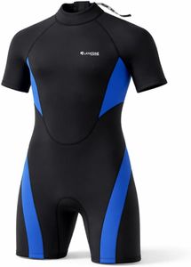 LayaTone 2mm Shorty Wetsuit for Men & Women – High Elastic Neoprene with 20% Nylon, Upgraded YKK Back Zipper (Zinc Alloy, Anti-Jam), Double-Density Warmth & Sea Lice Protection – Swim/Snorkel/Surf