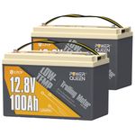 Power Queen 2 Pack 12.8V 100Ah LiFePO4 Battery Low-Temp Protection Group 31, Deep Cycle Battery with 100A BMS, 1280Wh Energy, Up to 15000 Cycles, Perfect for Trolling Motors, Boat, Marine, RV, Solar.