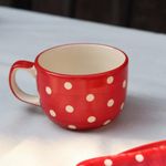 WEAVING HOMES (Set of 1 All Things Jolly Red Mug 200 ML Handmade Ceramic Mugs/Coffee Mugs/Tea Cups/Mugs/Cups/Coffee Cups/Adorable Mugs/Cute Coffee Mugs