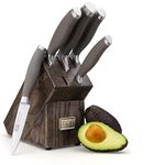 Taylors Eye Witness Syracuse Ash Knife Block Set - Chef, Bread, Carving, All Purpose And Parer. Multi Use. Ultra Fine, Razor Sharp Blade. Soft Textured Grey Handle With Tactile Grip.