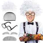 Beelittle Old Man Costume Mad Scientist Wig Set Albert Einstien Ben Benjamin Franklin Grandpa Costume