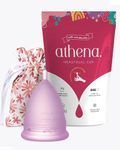 Athena Menstrual Cup One-Pack, Period Cups for Regular to Heavy Flow (Size 2 Large) - Soft Reusable Menstruation Cup - BPA Free Feminine Silicone Cup - Easy to Use and Clean Tampon and Pad Alternative (Transparent Purple)