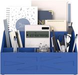 BELO VALE Wood Mail Organizer Countertop,Farmhouse Desk and Kitchen Countertop Storage, Letter Sorter, Desk Mail and Bill Organizer, Desktop File and Paper Holder (Blue)