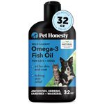 PetHonesty Omega 3 Fish Oil Supplement for Dogs & Cats (32oz), Wild Caught Omega 3 Fish Oil for Skin and Coat Health, Supports Shedding, Skin & Coat, Immunity, Joint, Brain & Heart, EPA + DHA