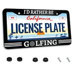 I'd Rather Be Golfing License Plate Frame Funny Golf License Plate Frames for Car Decorative Parts Stainless Steel License Plate for Standard Us Canada License Plate Holder Unisex 12x6 Inch