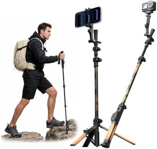 TELESIN TrekShot Carbon Fiber Selfie Stick Tripod, 3-in-1 Hiking Style Pole, 58" Extendable Phone Tripod for iPhone & Action Cameras, Travel Vlog Monopod for Trail Walking, Camping, Outdoor Creators