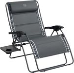 TIMBER RIDGE XXL Oversized Zero Gravity Chair, Full Padded Patio Lounger with Side Table, 33”Wide Reclining Lawn Chair, Support 500lbs(Gray)