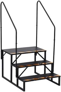 GarveeTech 3 Step RV Stairs with Handrail, Portable Outdoor Step Ladder for Travel Trailers, Camper, Mobile Home, Hot Tub | Non-Slip Tread & Heavy-Duty Aluminum Construction with Non-Skid Tapes