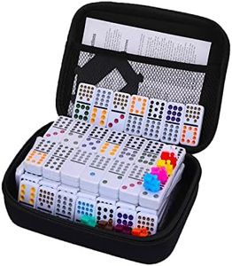 Demteric Double 15 Mexican Train Dominoes Set 136 Colored Dot Tiles Family Board Games Set with Portable Anti-Collision Case for Kids& Adults Dominos Travel Set