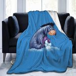 JKU Eeyore Fleece Blanket Super Soft Large Lightweight Cozy Luxury Sofa Bed Throw Flannel,Black,Queen