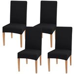 Newthinking Stretch Chair Covers for Dining Room, High Back Dining Chair Covers, Removable and Washable Full Wrap Elastic Chair Cover for Hotel, Wedding, Kitchen, Dining Room (Black, 4 Pack)