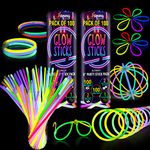 200 Premium Glow Sticks Bulk Ultra Bright Glow Party Pack 8 inch with Connectors Glow in The Dark Party Supplies Emergency Light Sticks Neon Glow Bracelets Necklaces for Kids -Camping Accessories…