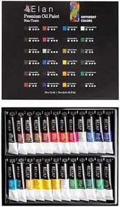 Elan Professional Oil Paint Set 12ml, 24 Rich Colours, Non-toxic Paint for Painting Canvas and Crafts, Oil Paints for Artists, Art Paints for Adults