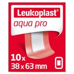 Leukoplast 7645709 Aqua Pro Dressing Plasters - Waterproof Extra-Thin Adhesive Wound Dressings - Ideal for Swimming/Bathing - Absorbant Padding - 10 PCs, Transparent, 38 x 63mm Pack - 10pcs