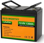 ECO-WORTHY 12V 130AH LiFePO4 3000+~5000+ Cycle Lithium Iron Phosphate Fast Charging Battery with BMS, Rechargeable Battery for RV, Camping, Marine, Backup Power, Solar Home Off-Grid System