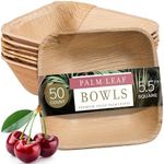 brheez Palm Leaf Bowls 50 Pack 5.5 inch like Bamboo Bowls Disposable Biodegradable & Eco Friendly Compostable Bowls - Disposable Soup Bowls like Heavy Duty Paper Bowls