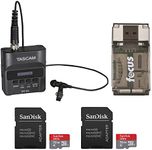 Tascam DR-10L Digital Recorder & Lavalier Mic with Two 32GB microSD Cards & Focus Card Reader