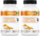 Renew Actives Turmeric Curcumin + Black Pepper - Digestive Aid, Promotes Liver Health - Wound Care - Health & Wellness Boost - 120 Capsules (2packs)