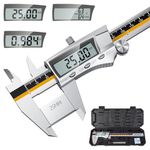 Digital Vernier Calipers, Preciva 6 inch Caliper Measuring Tool Large LCD Screen Stainless Steel Electronic Micrometer with Fraction/Inch/Metric Conversions, Auto-Off Feature