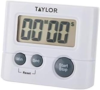 Taylor Digital Timer with 99 Minute 59 Second Display, Easy to Use, White Compact Design for Kitchen Cooking, Baking, and Timing Needs