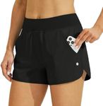 Willit Women's 3" Swim Board Shorts Swimming Bottoms with Brief Liner Quick Dry UPF 50+ Black XL