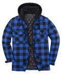 ZENTHACE Flannel with Hood for Men Insulated Quilted Lined Hooded Flannel Shirt for Men Flannel Plaid Jackets Buffalo Blue L