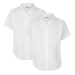 ZECO (2 Pack) Girls Slim Fit Short Sleeve, Revere Collar School Blouses (4-16+ Years) White