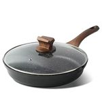 ZUOFENG Nonstick Frying Pan 28cm with Lid, Stone Pans Cookware Granite Coating, Non-Stick Saucepans Omelette Induction Pans