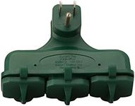 Woods 13270 Outdoor Rated 3 Outlet Covered Adapter; Green.