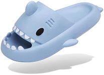 INMINPIN Men's and Women's Shark Slides Cloud Slippers Summer Novelty Open Toe Slide Sandals Anti-Slip Beach Pool Shower Shoes with Cushioned Thick Sole, Blue, 4-5 Women/2-3 Men