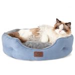 Bedsure Small Dog Bed for Small Dogs Washable - Round Cat Beds for Indoor Cats, Round Pet Bed for Puppy and Kitten with Slip-Resistant Bottom, Frost Blue, 20 Inches