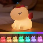 Unicorn Night Light for Kids, Cute Silicone Nursery Night Light Dimmable LED Squishy Unicorn Lamp Rechargeable Bedside Touch Lamp for Girls Women Breastfeeding Gifts Bedroom Decor