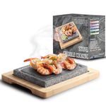 Artestia Double Cooking Stones Sizzling Hot Stone Set, Deluxe Tabletop Barbecue/BBQ/Hibachi/Steak Grill (Two Stone Deluxe Set)