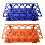 Test Tube Rack, Centrifuge Tube Holder (2 Pack - Blue and Orange) for 10ml, 15ml, 50ml, Detachable Plastic Stand, 28 Well