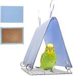 ROOJUNE Parrot Hammock with Removable Pad, Bird Snuggle Hut for Cockatiels Conures - Hanging Cage Bed Tent Waterproof, Chew-Proof, Easy Clean & Anti-Sag Design for Parakeets Lovebirds, Blue