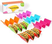 GINKGO Taco Holders Set of 6, Large Colorful Taco Rack Tray with Handles Each Taco Holders can Hold 2 or 3 Tacos, BPA-Free Healthy PP Material, Dishwasher and Microwave Safe