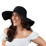 Debra Weitzner Women Floppy Sun Hat with Wide Brim—Foldable Roll-Up Straw Beach Hat UPF 50 Black