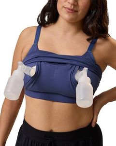 Kindred Bravely Sublime Sleep Pumping Bra Hands Free, Adjustable Pumping & Nursing Bra with EasyClip for All Breast Pumps (Light Navy, Small Busty)