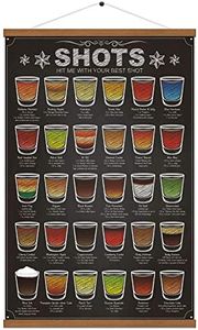 WEROUTE 30 Shots Mixology Canvas Print Poster Cocktail Recipes Infographic Drink Designed Bar Pub Themed Kitchen Home Wall Decor 15.7 X 27 Inch (with Hanger Scroll Frame)