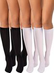 SATINIOR Women Knee Socks Boot Stockings High Socks Cosplay Socks for Christmas Festival Party Decorations, Black and White, 32 cm/ 12.6 inches in length